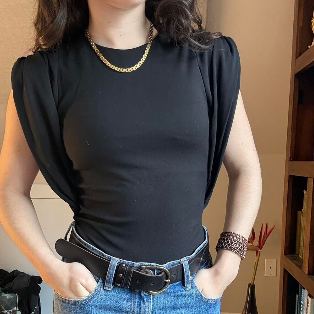 Express 80s Inspired Shoulder-Padded Tank Bodysuit